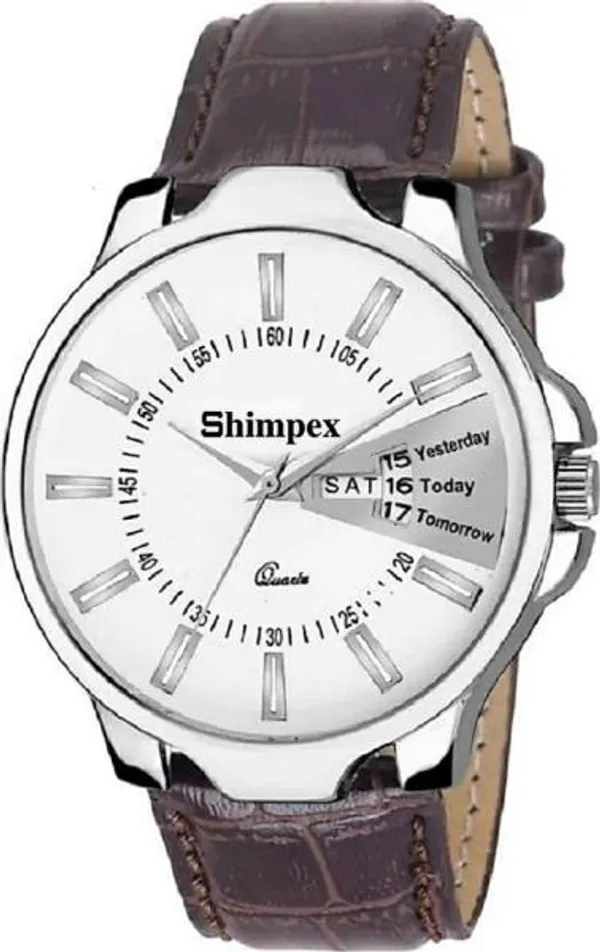 Premium_Watches_White_Genuine_Leather_Men_Waterproof_With_A_One_Year_Warranty_Day_And_Date_Analog