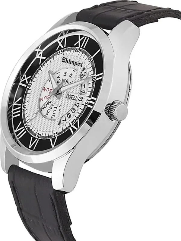 Premium_Watches_Black::White_Genuine_Leather_Men_Waterproof_with_a_one-year_warranty
