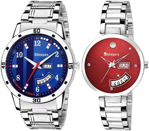 Premium_Watches_Blue_Red_Metal_Couple_Waterproof_With_A_One_Year_Warranty_Day_And_Date_Analog