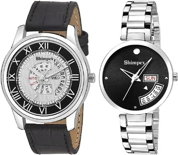 Premium_Watches_White_Black_Metal_Genuine_Leather_Couple_Waterproof_With_A_One_Year_Warranty_Day_And_Date_Analog