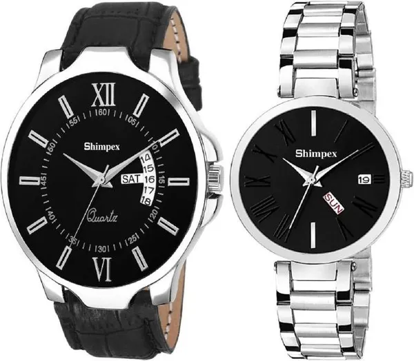 Premium_Watches_Black_Metal_Genuine_Leather_Couple_Waterproof_With_A_One_Year_Warranty_Day_And_Date_Analog