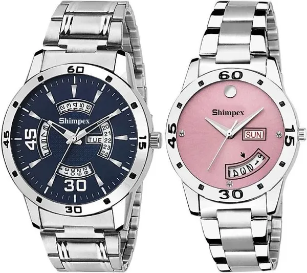 Premium_Watches_Multicolor_Metal_Couple_Waterproof_With_A_One_Year_Warranty_Day_And_Date_Analog
