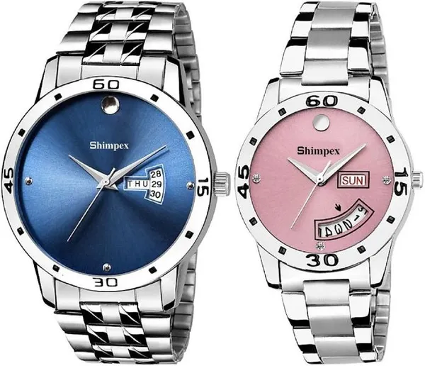 Premium_Watches_Pink_Blue_Metal_Couple_Waterproof_With_A_One_Year_Warranty_Day_And_Date_Analog