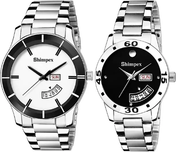 Premium_Watches_Black_White_Metal_Couple_Waterproof_With_A_One_Year_Warranty_Day_And_Date_Analog