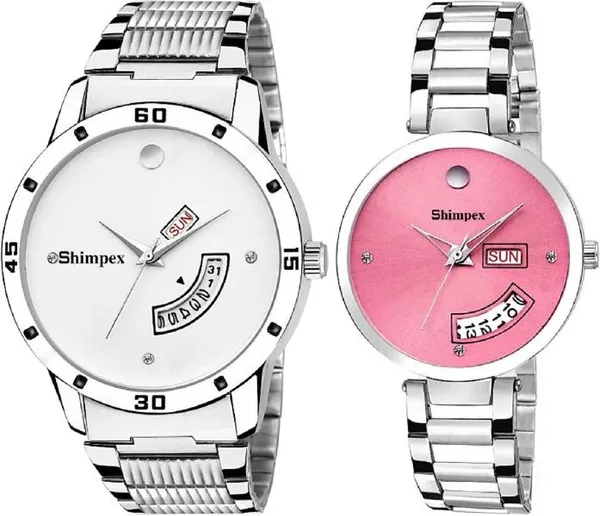 Shimpex_Good_Quality__Watches_White_Pink_Metal_Couple_Waterproof_With_A_One_Year_Warranty_Day_And_Date_Analog