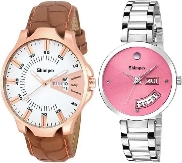 Shimpex_Good_Quality__Watches_White_Pink_Metal_Genuine_Leather_Couple_Waterproof_With_A_One_Year_Warranty_Day_And_Date_Analog