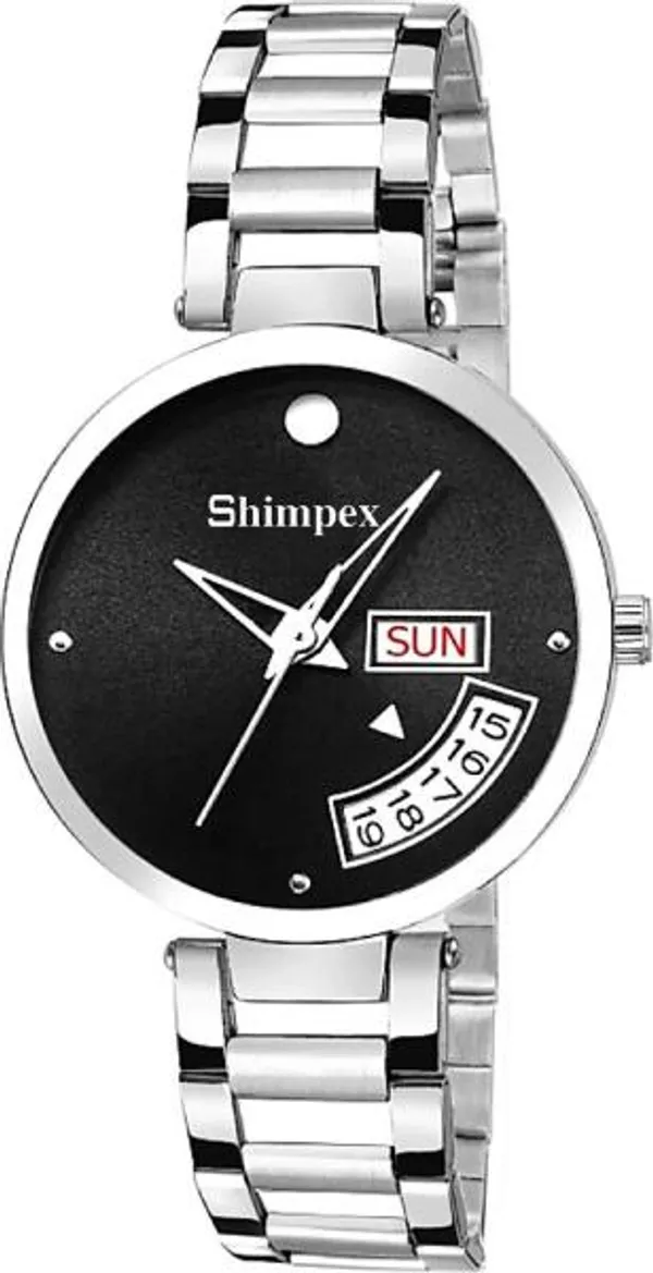 Premium_Watches_Black_Metal_Girls_Waterproof_With_A_One_Year_Warranty_Day_And_Date_Analog
