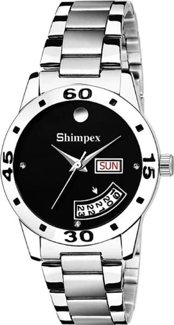 Premium_Watches_Black_Metal_Girls_Waterproof_With_A_One_Year_Warranty_Day_And_Date_Analog