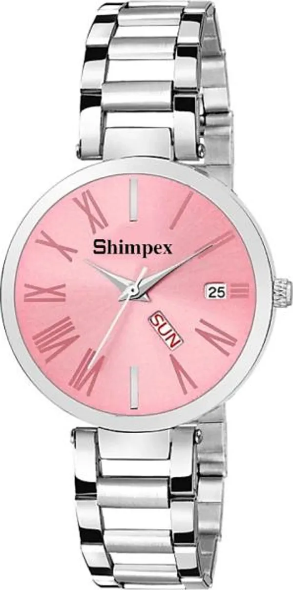 Premium_Watches_Pink_Metal_Girls_Waterproof_With_A_One_Year_Warranty_Day_And_Date_Analog