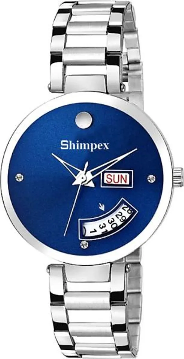 Shimpex_Good_Quality__Watches_Blue_Metal_Girls_Waterproof_With_A_One_Year_Warranty_Day_And_Date_Analog