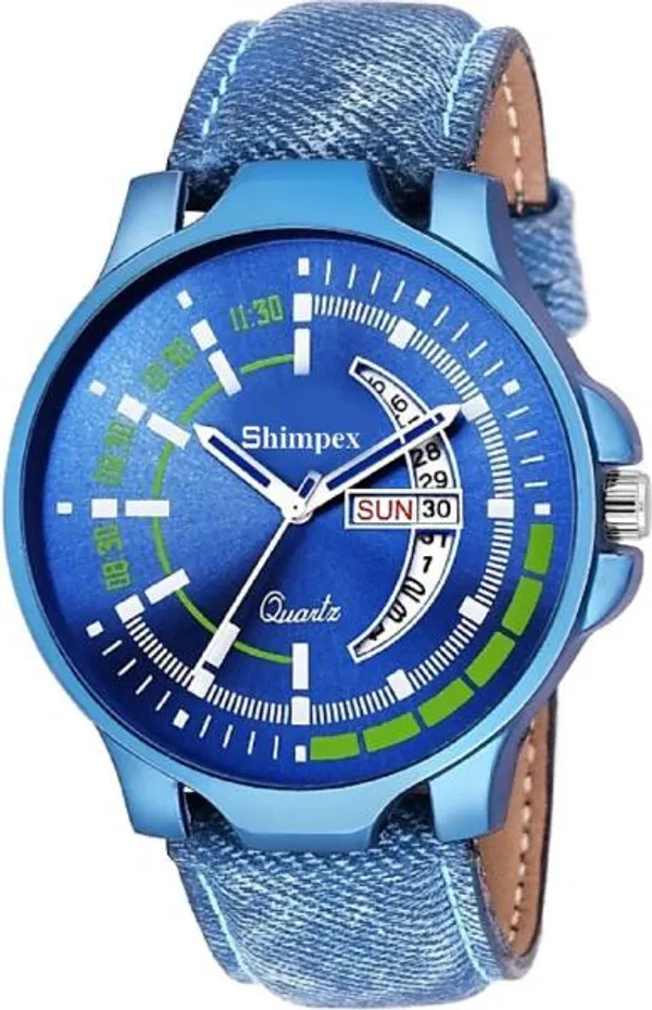 Premium_Watches_Blue_Genuine_Leather_Boys_Waterproof_With_A_One_Year_Warranty_Day_And_Date_Analog