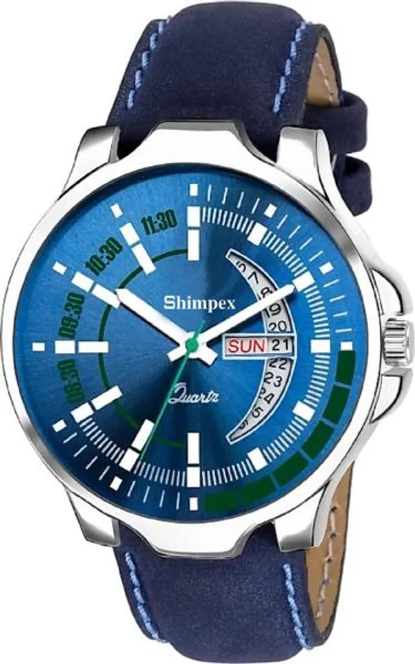 Premium_Watches_Blue_Genuine_Leather_Boys_Waterproof_With_A_One_Year_Warranty_Day_And_Date_Analog