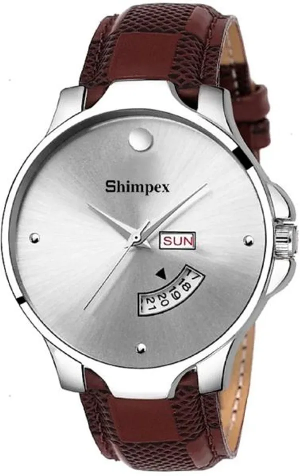 Premium_Watches_White_Genuine_Leather_Boys_Waterproof_With_A_One_Year_Warranty_Day_And_Date_Analog