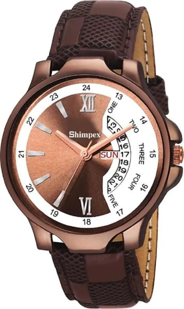 Premium_Watches_White_Genuine_Leather_Boys_Waterproof_With_A_One_Year_Warranty_Day_And_Date_Analog