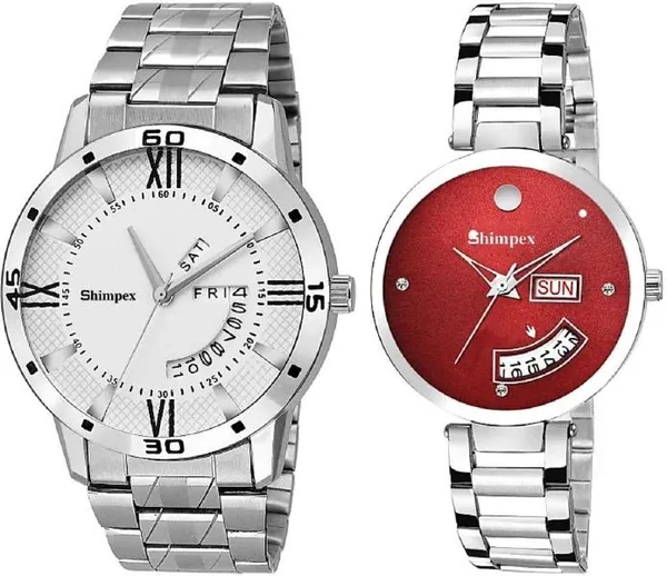 Premium_Watches_White_Red_Metal_Couple_Waterproof_With_A_One_Year_Warranty_Day_And_Date_Analog