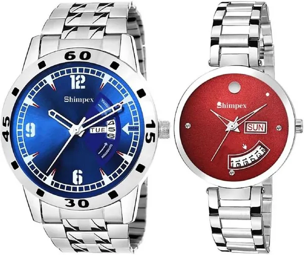 Premium_Watches_Blue_Red_Metal_Couple_Waterproof_With_A_One_Year_Warranty_Day_And_Date_Analog