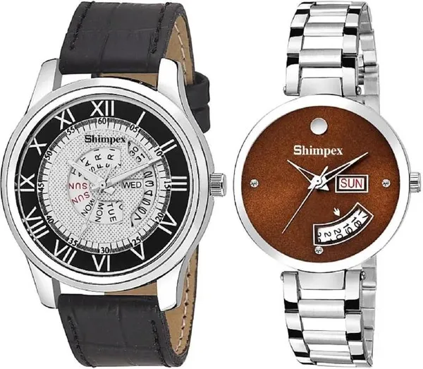 Shimpex_Good_Quality__Watches_White_Brown_Metal_Genuine_Leather_Couple_Waterproof_With_A_One_Year_Warranty_Day_And_Date_Analog