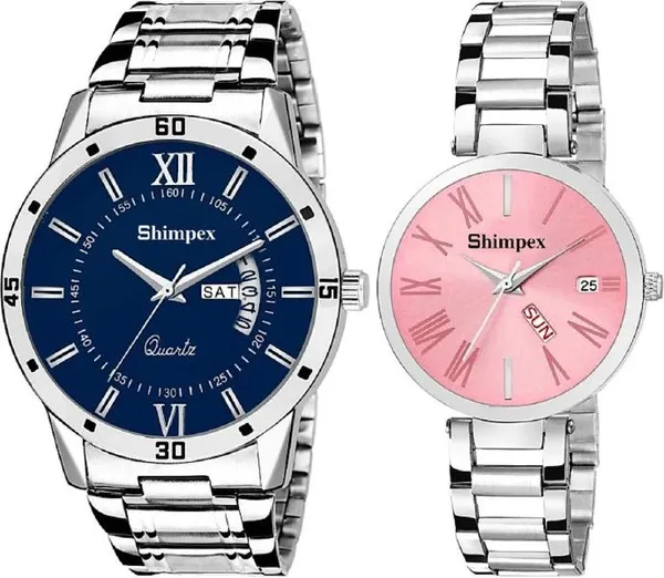 Premium_Watches_Pink_Blue_Metal_Couple_Waterproof_With_A_One_Year_Warranty_Day_And_Date_Analog