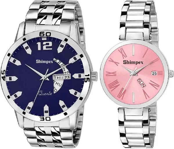Premium_Watches_Pink_Blue_Metal_Couple_Waterproof_With_A_One_Year_Warranty_Day_And_Date_Analog