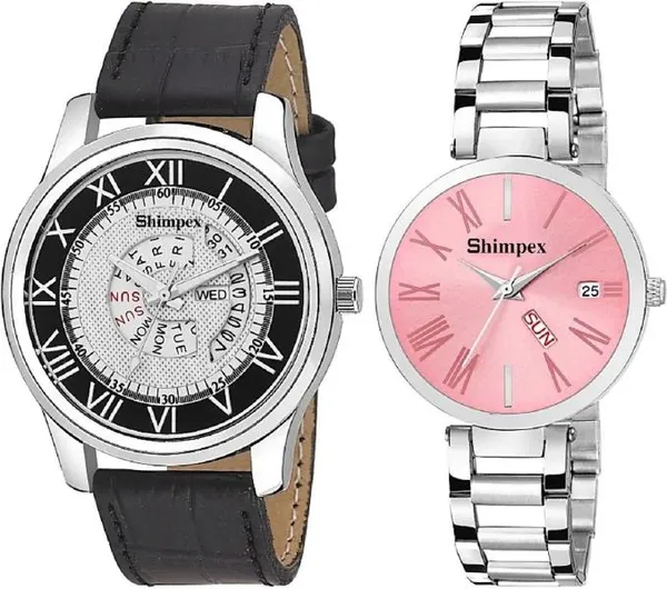 Premium_Watches_Pink_White_Metal_Genuine_Leather_Couple_Waterproof_With_A_One_Year_Warranty_Day_And_Date_Analog