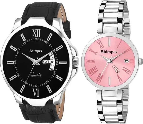 Shimpex_Good_Quality__Watches_Pink_Black_Metal_Genuine_Leather_Couple_Waterproof_With_A_One_Year_Warranty_Day_And_Date_Analog
