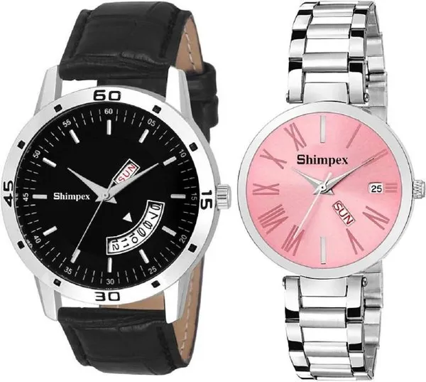 Shimpex_Good_Quality__Watches_Pink_Black_Metal_Genuine_Leather_Couple_Waterproof_With_A_One_Year_Warranty_Day_And_Date_Analog