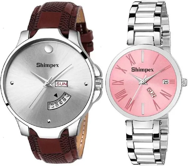 Premium_Watches_Multicolor_Metal_Genuine_Leather_Couple_Waterproof_With_A_One_Year_Warranty_Day_And_Date_Analog