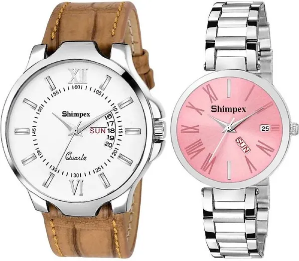 Shimpex_Good_Quality__Watches_Pink_White_Metal_Genuine_Leather_Couple_Waterproof_With_A_One_Year_Warranty_Day_And_Date_Analog