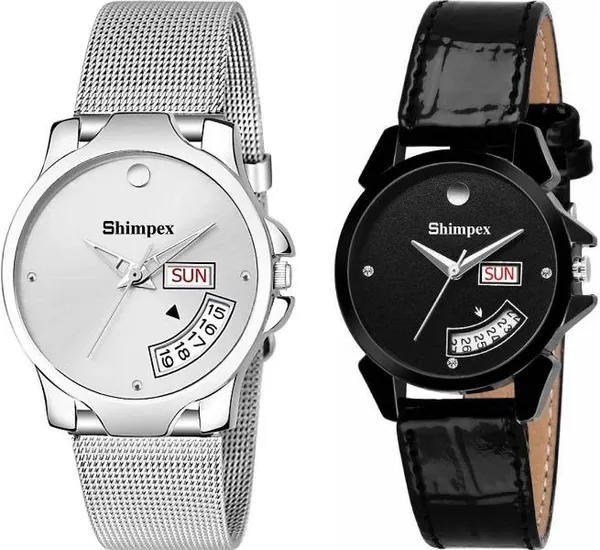 Premium_Watches_Multicolor_Stainless_Steel_Genuine_Leather_Couple_Waterproof_With_A_One_Year_Warranty_Day_And_Date_Analog