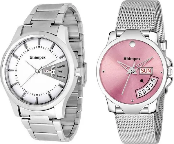 Premium_Watches_White_Stainless_Steel_Boys_&_Girls_Waterproof_With_A_One_Year_Warranty_Day_And_Date_Analog