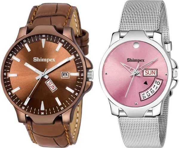 Shimpex_Good_Quality__Watches_White_Genuine_Leather_Stainless_Steel_Couple_Waterproof_With_A_One_Year_Warranty_Day_And_Date_Analog
