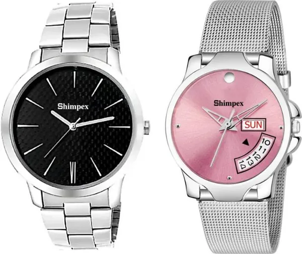 Premium_Watches_White_Stainless_Steel_Couple_Waterproof_With_A_One_Year_Warranty_Day_And_Date_Analog