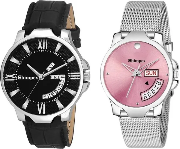 Premium_Watches_White_Stainless_Steel_Genuine_Leather_Couple_Waterproof_With_A_One_Year_Warranty_Day_And_Date_Analog
