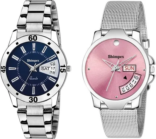 Premium_Watches_White_Stainless_Steel_Couple_Waterproof_With_A_One_Year_Warranty_Day_And_Date_Analog