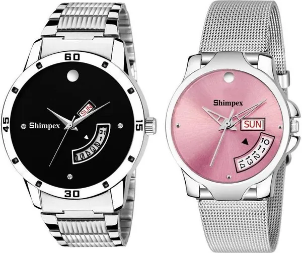 Premium_Watches_White_Stainless_Steel_Couple_Waterproof_With_A_One_Year_Warranty_Day_And_Date_Analog