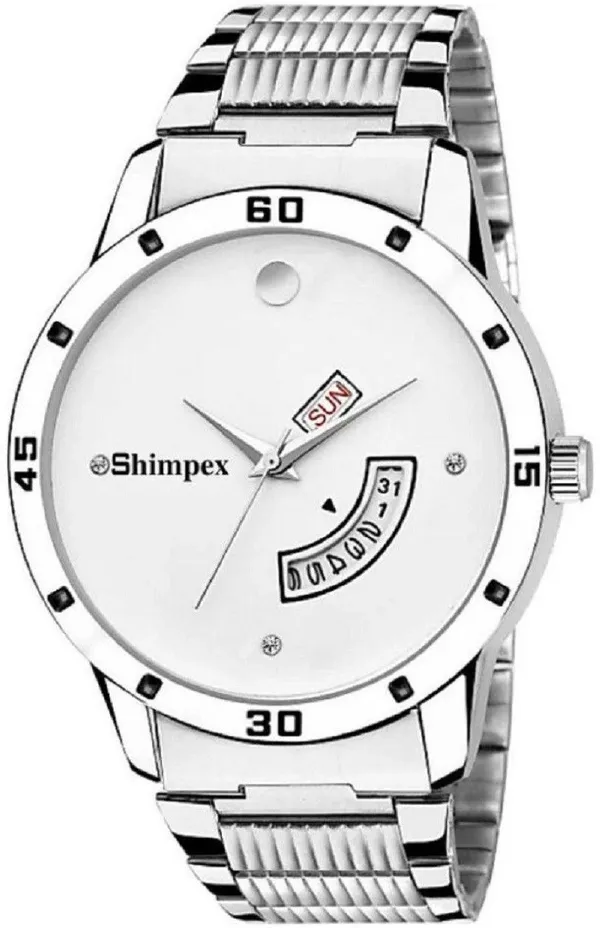 Premium_Watches_White_Stainless_Steel_Couple_Waterproof_With_A_One_Year_Warranty_Day_And_Date_Analog