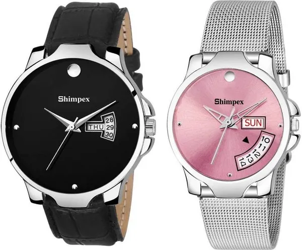 Premium_Watches_White_Genuine_Leather_Stainless_Steel_Couple_Waterproof_With_A_One_Year_Warranty_Day_And_Date_Analog