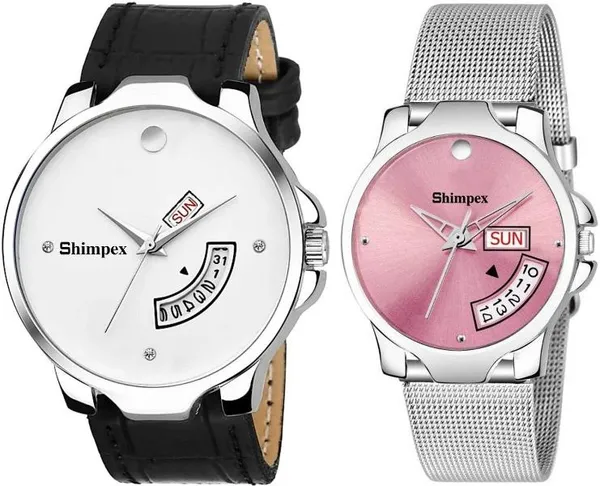 Premium_Watches_White_Stainless_Steel_Genuine_Leather_Boys_&_Girls_Waterproof_With_A_One_Year_Warranty_Day_And_Date_Analog