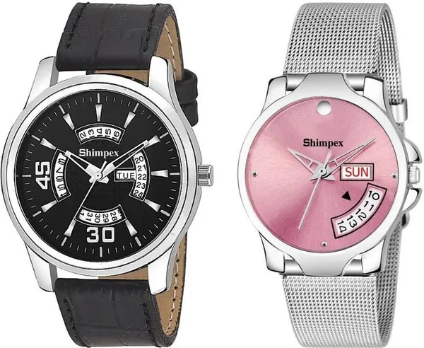 Premium_Watches_White_Stainless_Steel_Genuine_Leather_Boys_&_Girls_Waterproof_With_A_One_Year_Warranty_Day_And_Date_Analog
