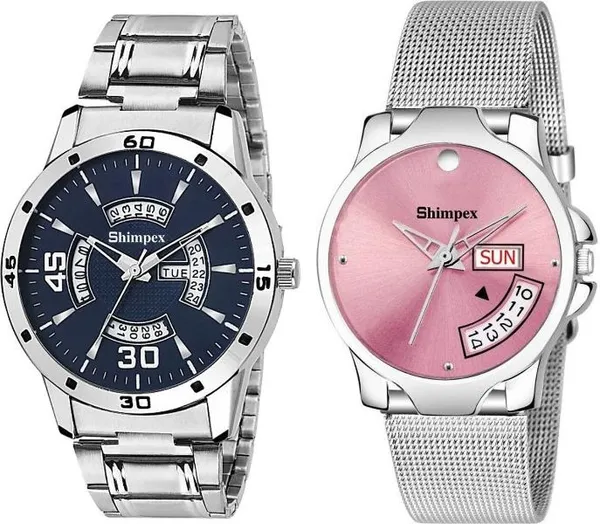 Premium_Watches_White_Stainless_Steel_Couple_Waterproof_With_A_One_Year_Warranty_Day_And_Date_Analog