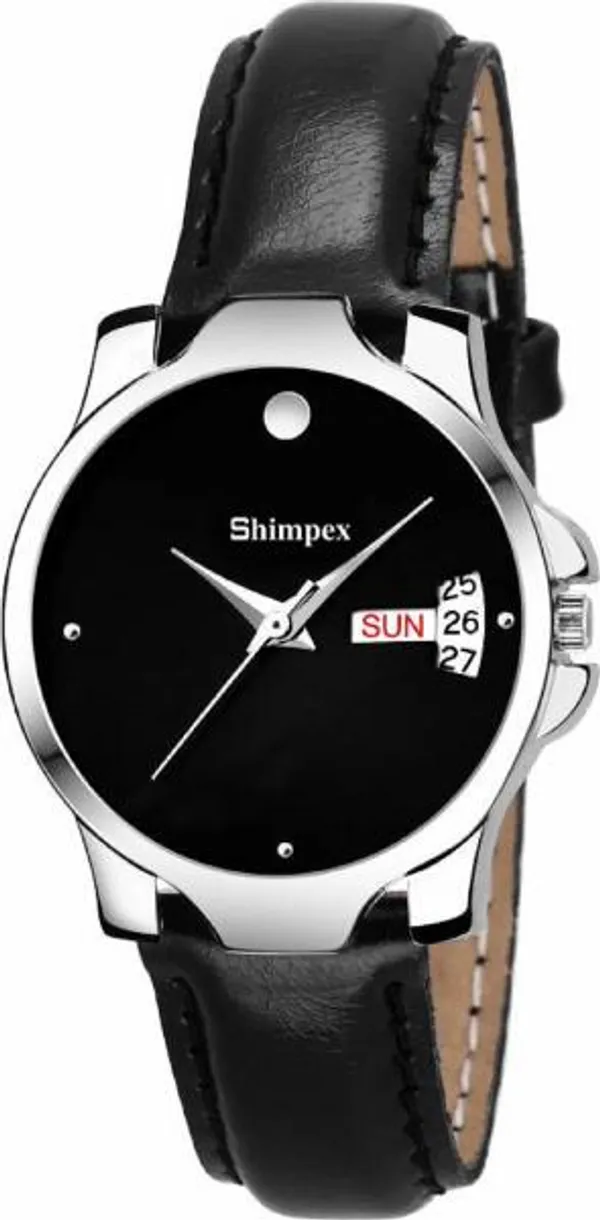 Premium_Watches_Black_Genuine_Leather_Women_Waterproof_With_A_One_Year_Warranty_Day_And_Date_Analog