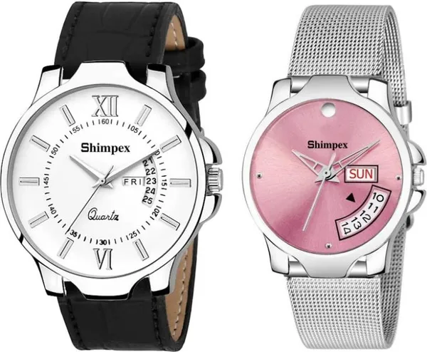 Premium_Watches_White_Metal_Genuine_Leather_Couple_Waterproof_With_A_One_Year_Warranty_Day_And_Date_Analog