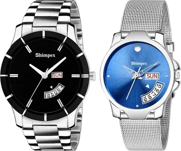 Premium_Watches_Multicolor_Genuine_Leather_Metal_Couple_Waterproof_With_A_One_Year_Warranty_Day_And_Date_Analog