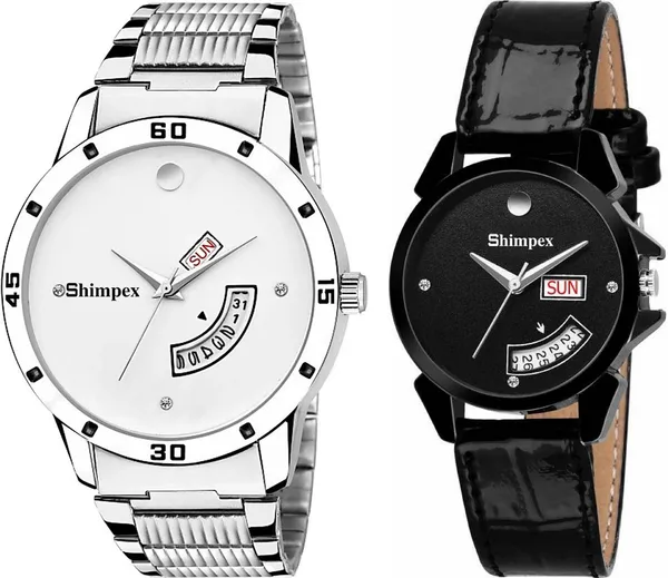 Premium_Watches_Black_Genuine_Leather_Couple_Waterproof_With_A_One_Year_Warranty_Day_And_Date_Analog