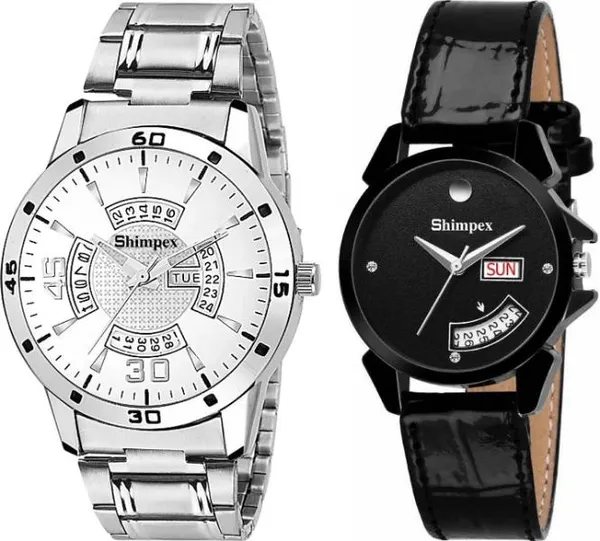 Premium_Watches_Black_Genuine_Leather_Couple_Waterproof_With_A_One_Year_Warranty_Day_And_Date_Analog