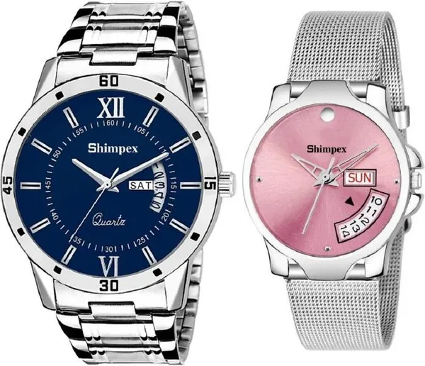 Premium_Watches_Blue_Pink_Metal_Men_&_Women_Waterproof_With_A_One_Year_Warranty_Day_And_Date_Analog