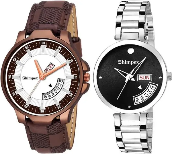 Premium_Watches_Black_White_Metal_Genuine_Leather_Couple_Waterproof_With_A_One_Year_Warranty_Day_And_Date_Analog