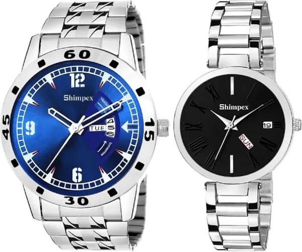 Premium_Watches_Black_Blue_Metal_Couple_Waterproof_With_A_One_Year_Warranty_Day_And_Date_Analog