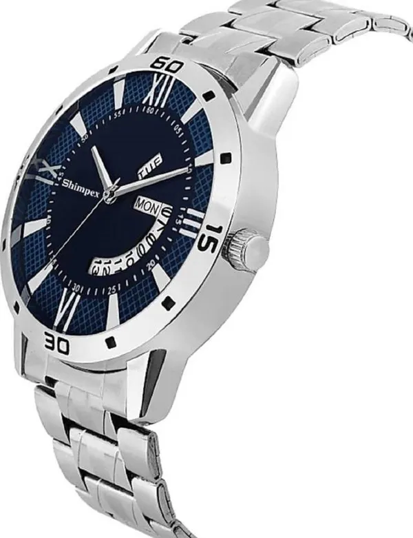 Premium_Watches_Blue_Stainless_Steel_Boys_Waterproof_With_A_One_Year_Warranty_Day_And_Date_Analog