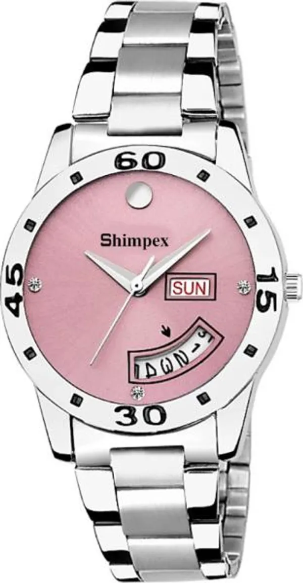 Premium_Watches_Pink_Metal_Girls_Waterproof_With_A_One_Year_Warranty_Day_And_Date_Analog